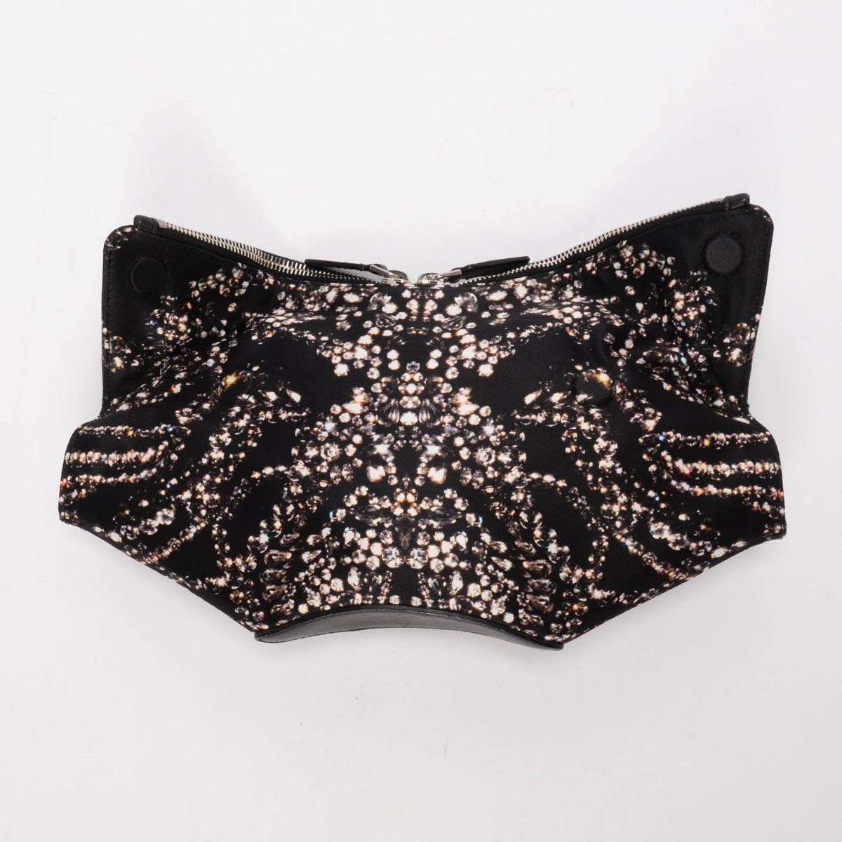 Alexander McQueen Black Satin Jewellery Print De Manta Clutch