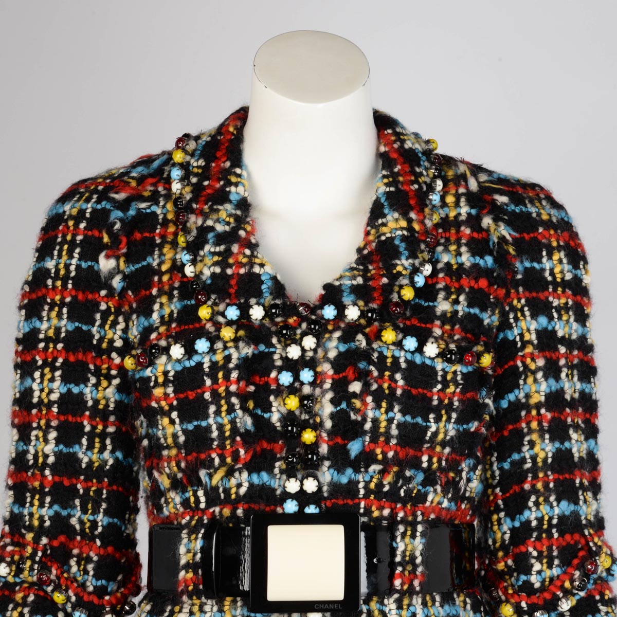 Chanel Multi Colour Wool Tweed Beaded Short Sleeve Coat FR 36