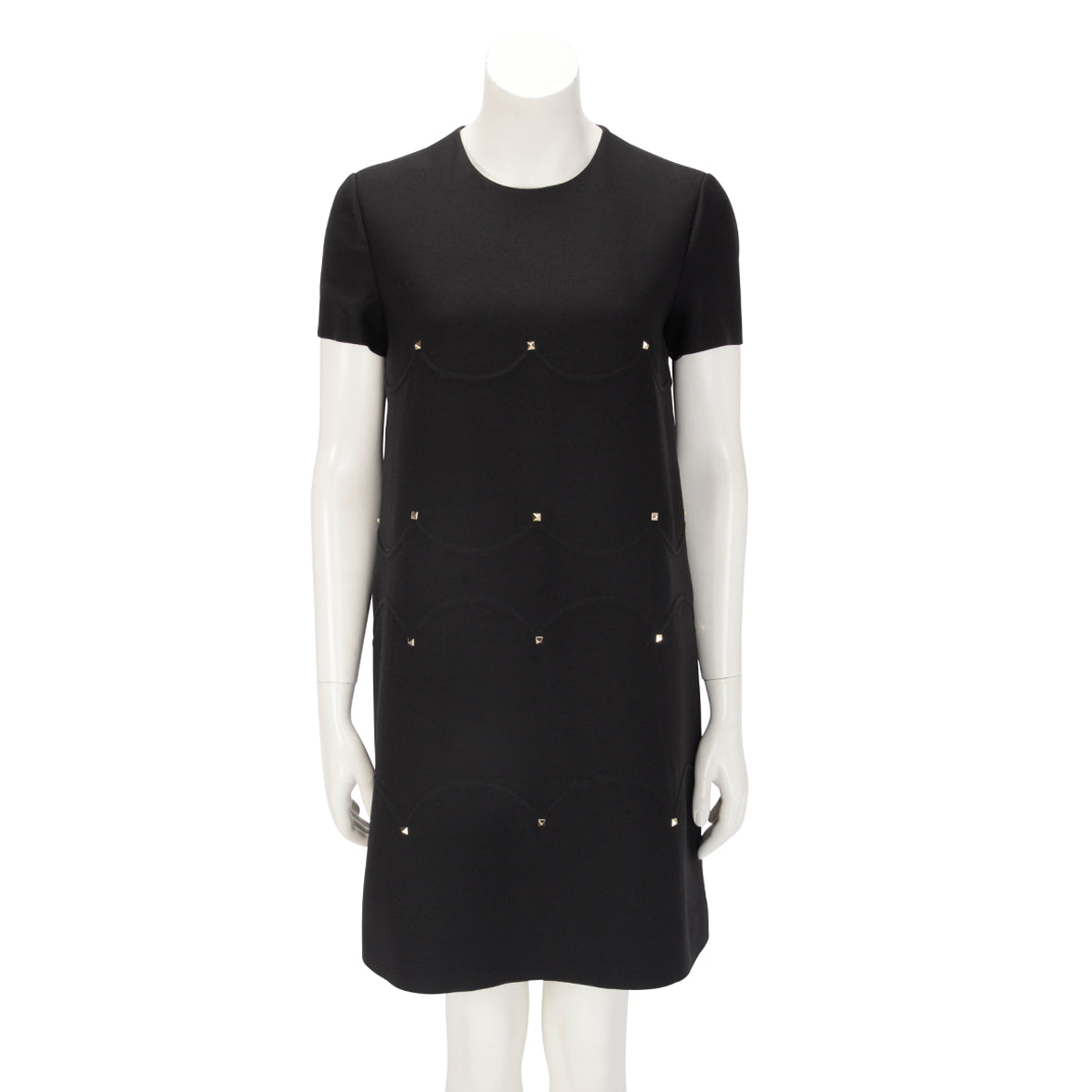 Valentino Black Wool & Silk Rockstud Mini Dress IT 42
