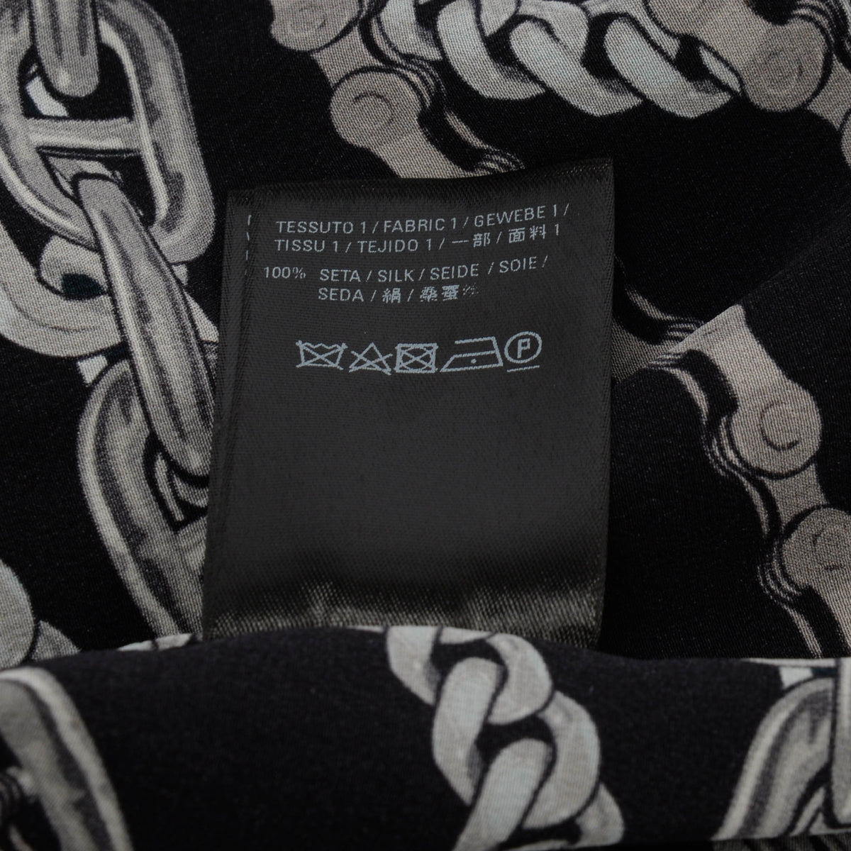 Balenciaga Black Silk Chain Print Oversize Shirt FR 42