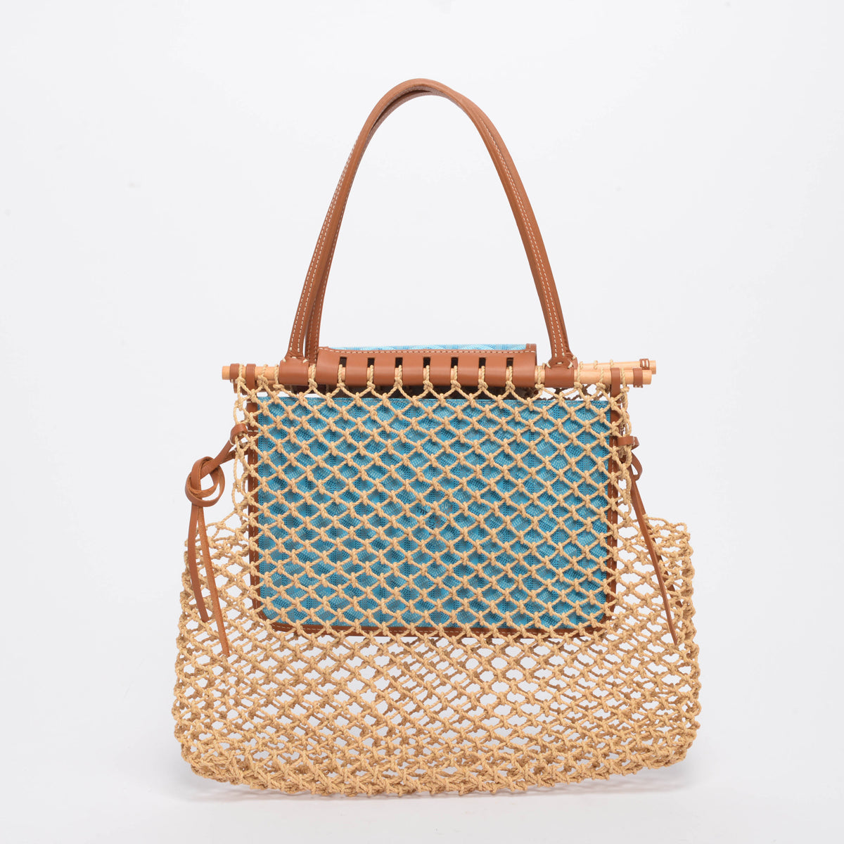 Goyard Turquoise Goyardine Canvas & Raffia Mesh Aligre Tote