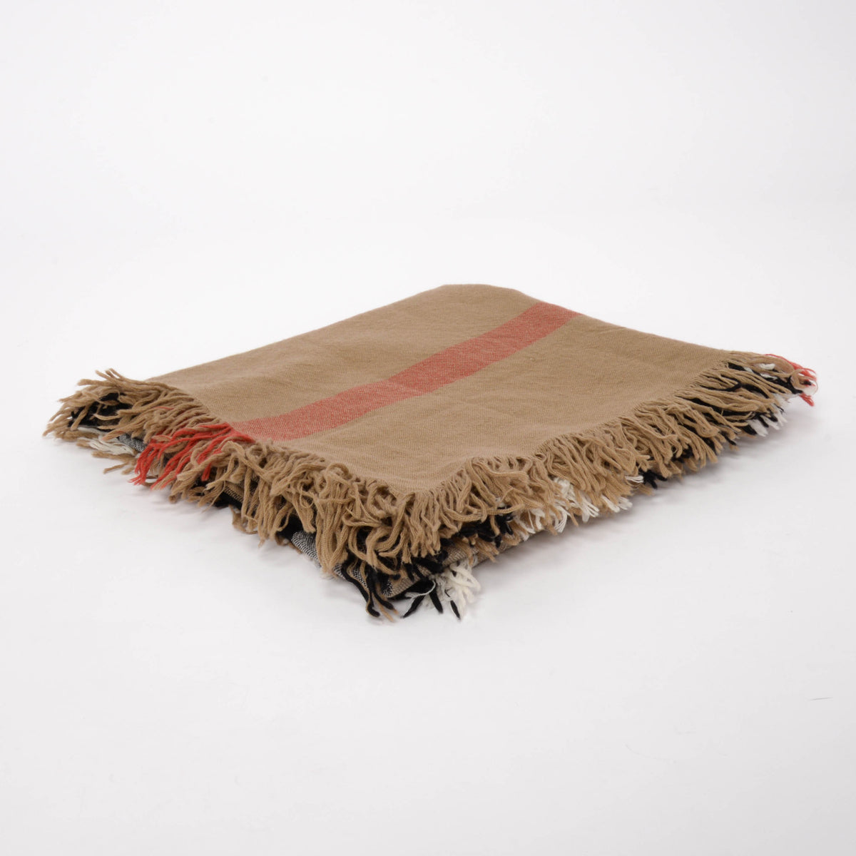 Burberry Beige Wool Crepe House Check Fringed Scarf