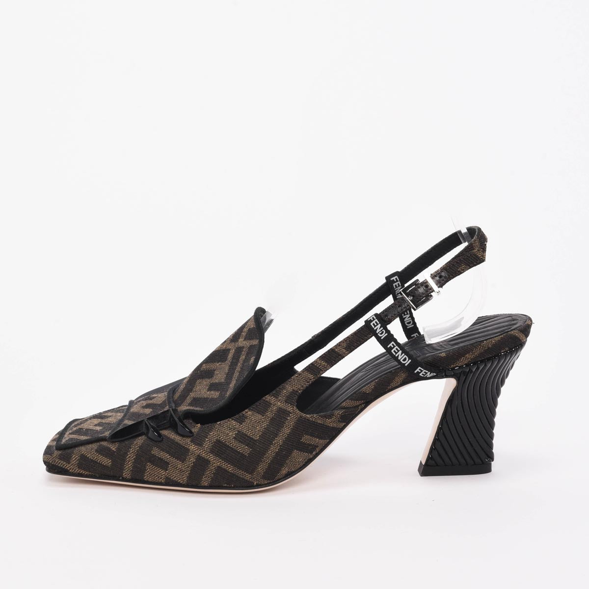 Fendi Tobacco Zucca Canvas Ffreedom Slingback Pumps 38