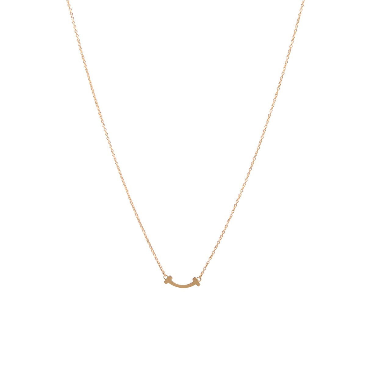 Tiffany & Co Yellow Gold Mini T Smile Pendant Necklace