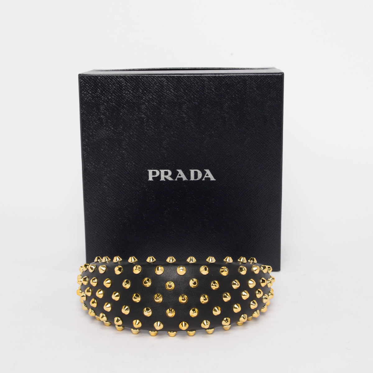 Prada Black Studded Nappa Headband