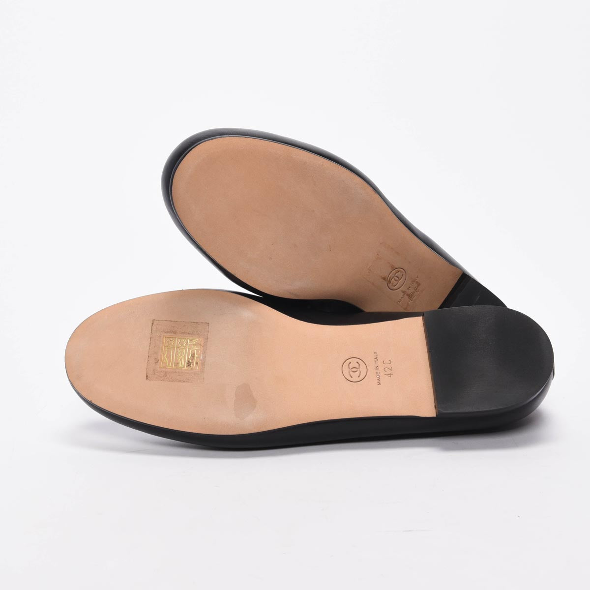 Chanel Black Lambskin Pearl CC Loafers 42