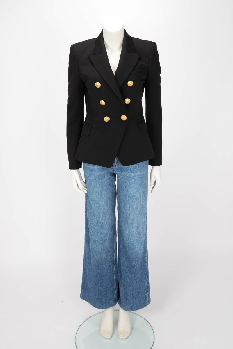 Balmain Black Wool Twill Classic DB Blazer FR 40