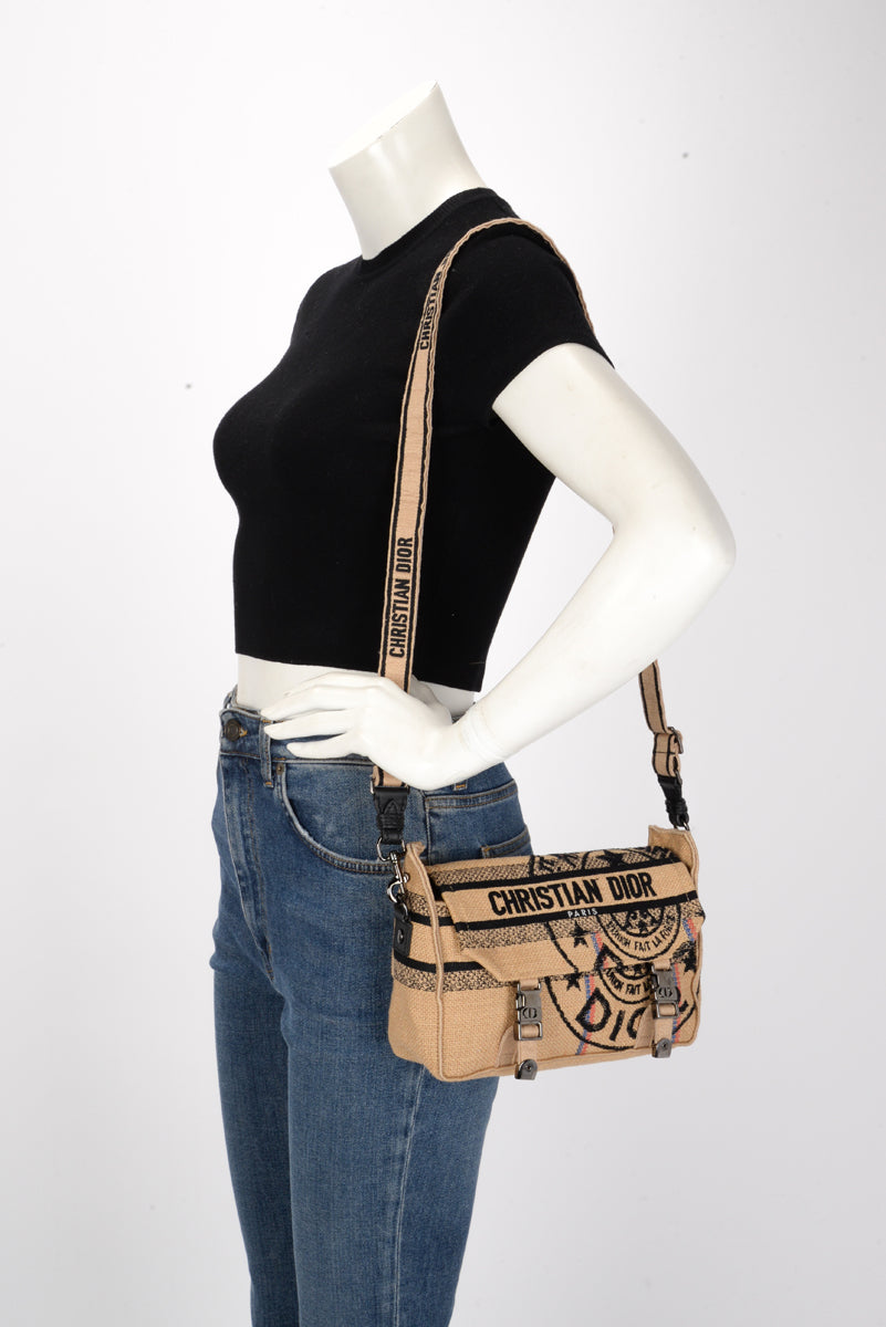 Dior Beige Jute Canvas DiorCamp Messenger Bag