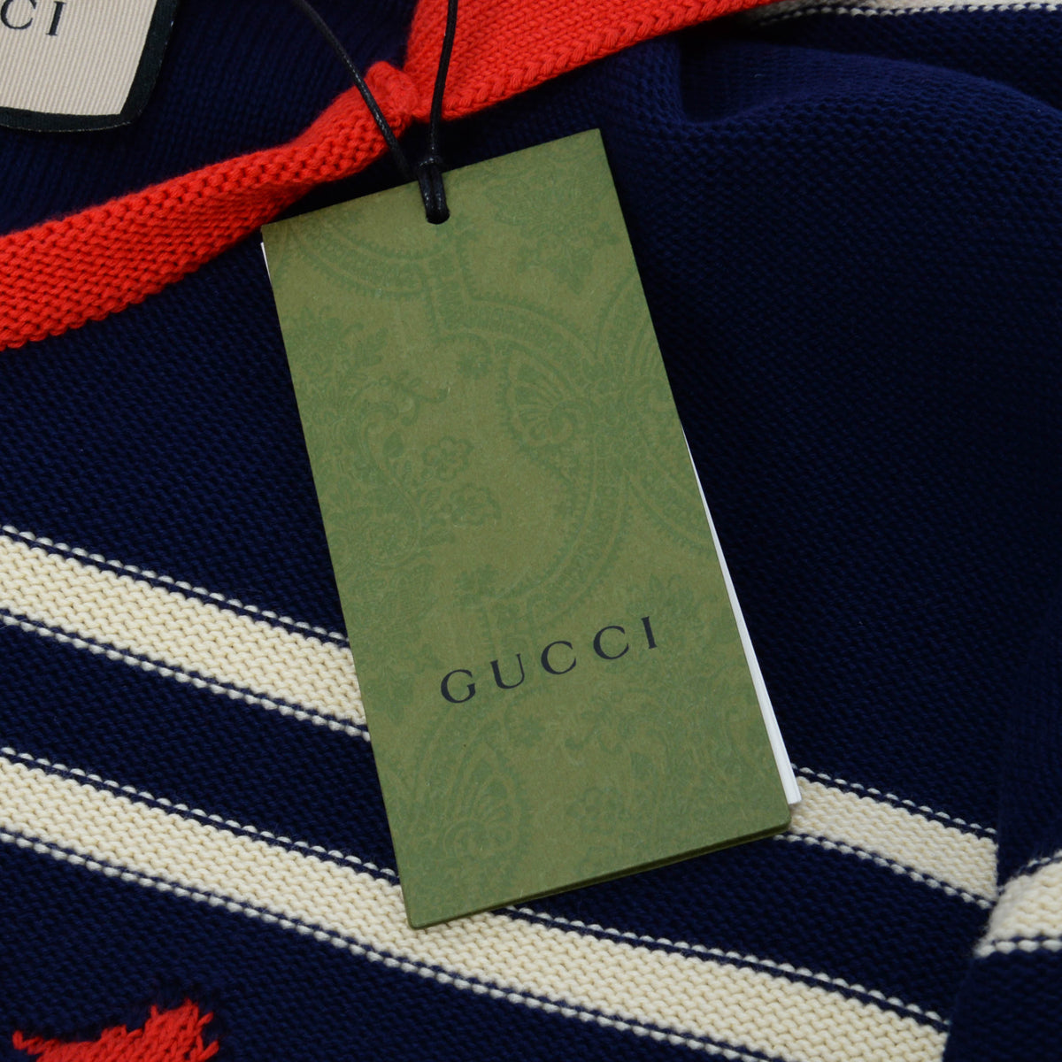 Gucci Red & Blue Striped Cotton Sailor Collar Sweater XS