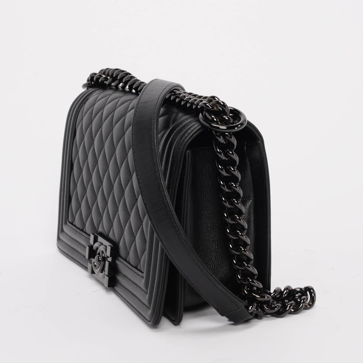 Chanel So Black Grained Calfskin Medium Boy Bag