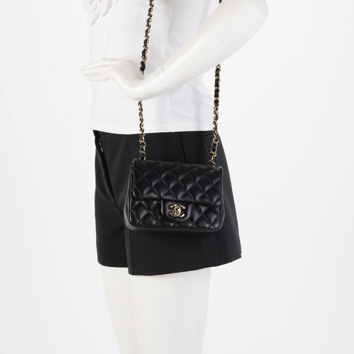 Chanel Black Quilted Lambskin Mini Square Flap Bag