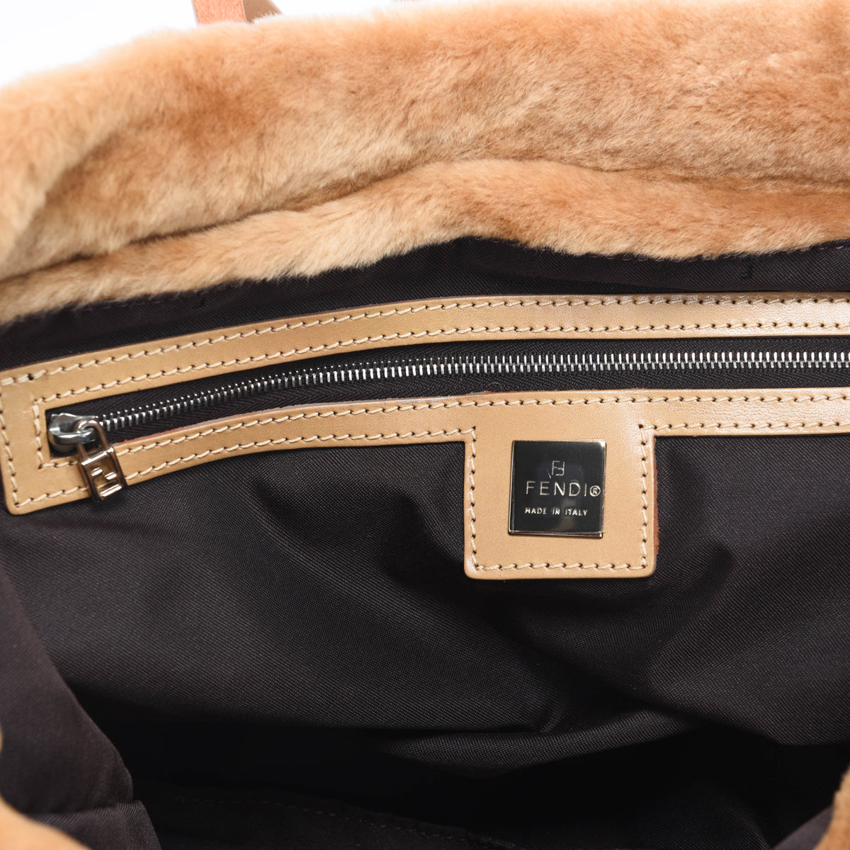 Fendi Caramel Faux Fur FF Tote
