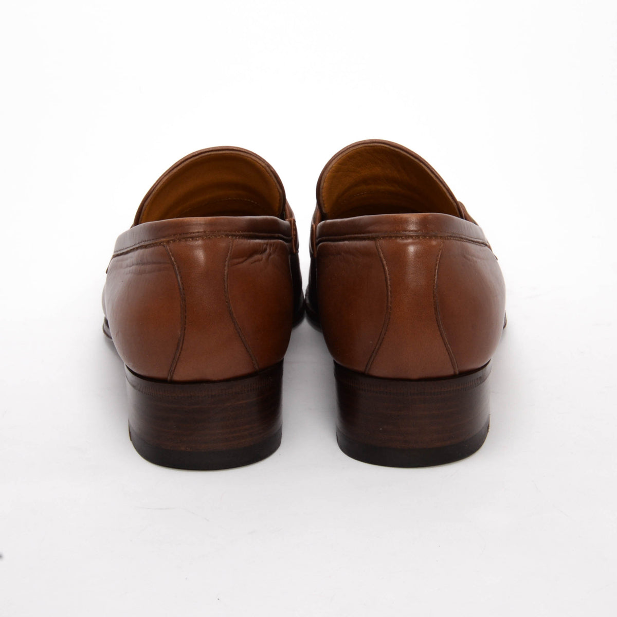 Gucci Brown Leather Paride Web Stripe Loafers 39.5