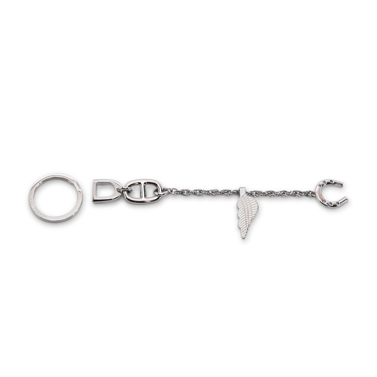 Hermes Palladium Plated Bon Voyage Key Ring