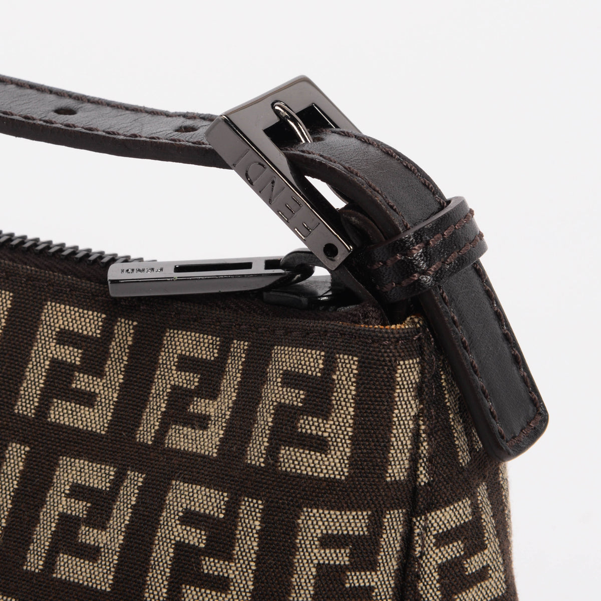 Fendi Brown Zucchino Canvas Pochette