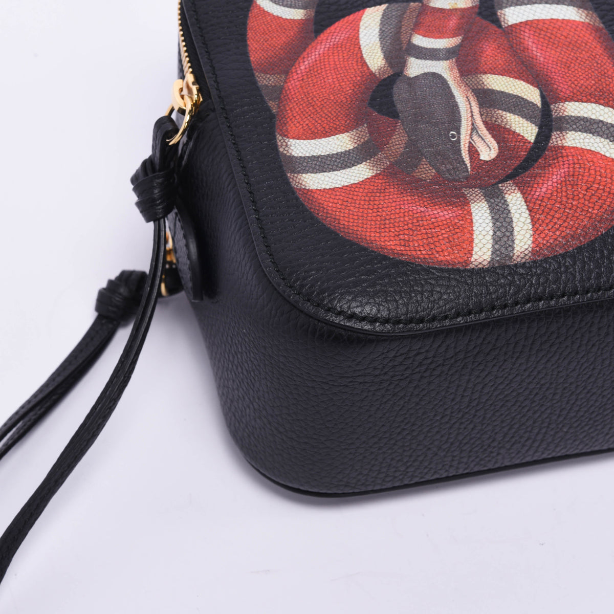 Gucci Black Grained Calfskin Sylvie Web Kingsnake Camera Bag