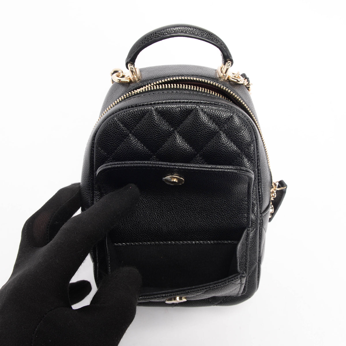 Chanel Black Quilted Caviar Mini Backpack