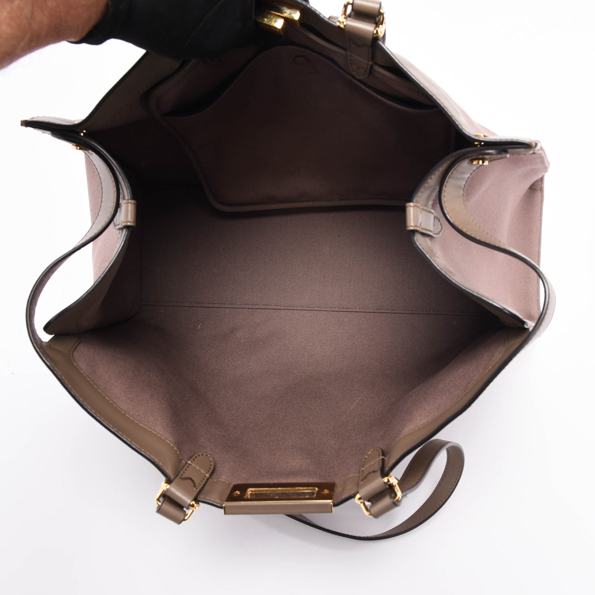 Fendi Taupe Canvas King FF Embroidered Medium Peekabo X- Tote
