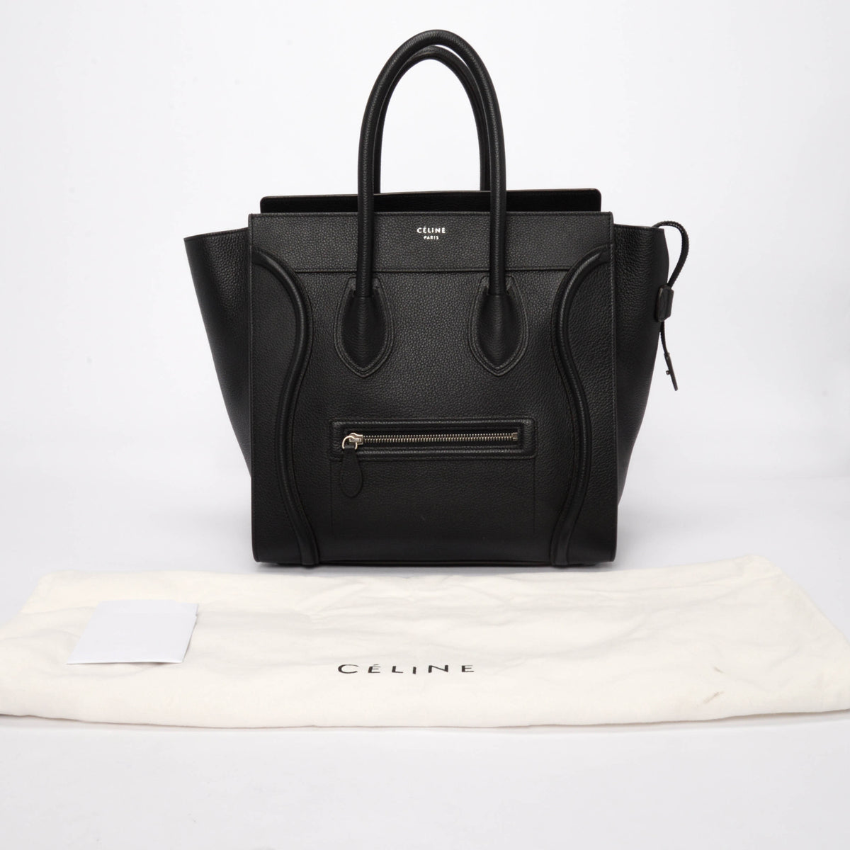Celine Black Grained Calfskin Mini Luggage Tote