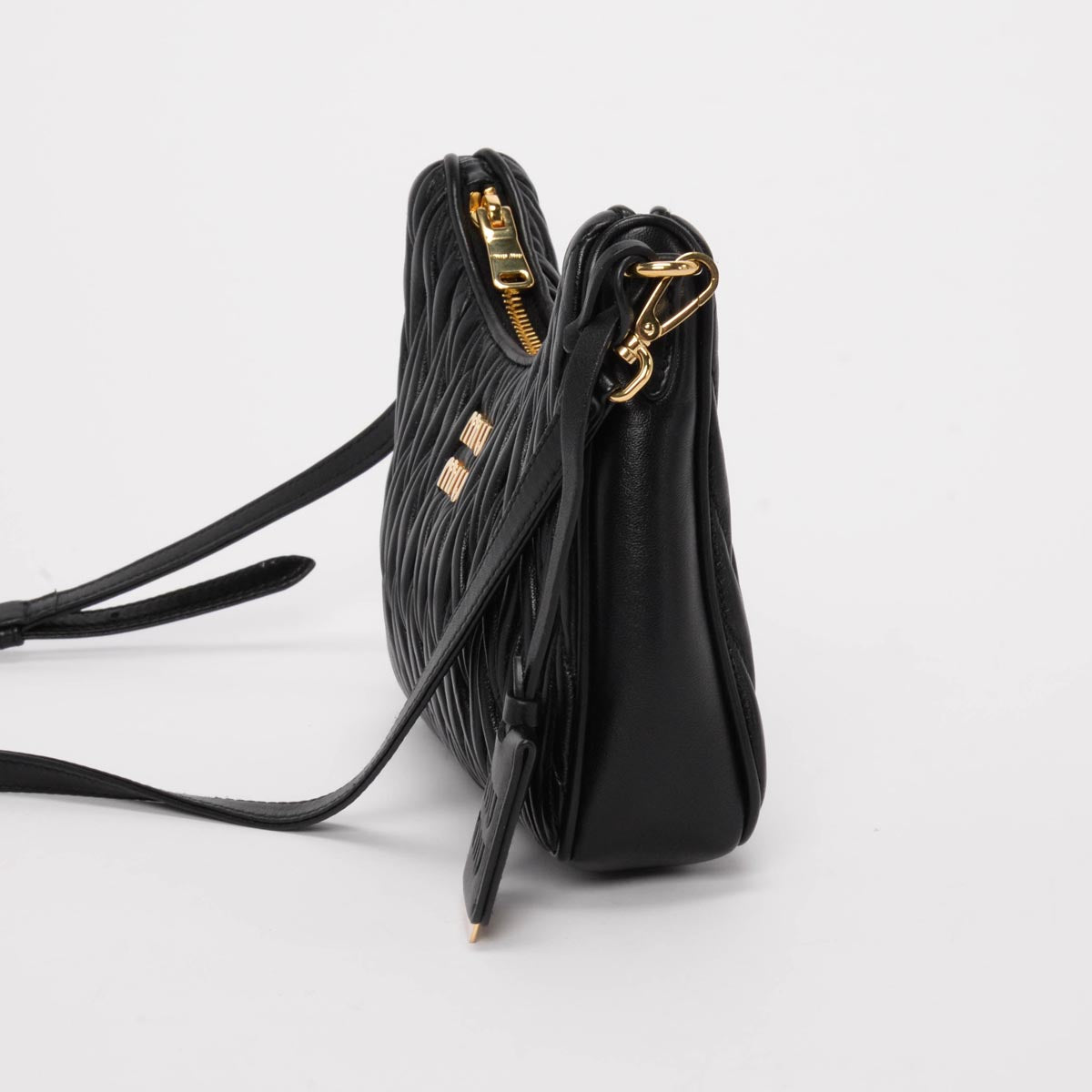 Miu Miu Black Matelasse Nappa Shoulder Bag