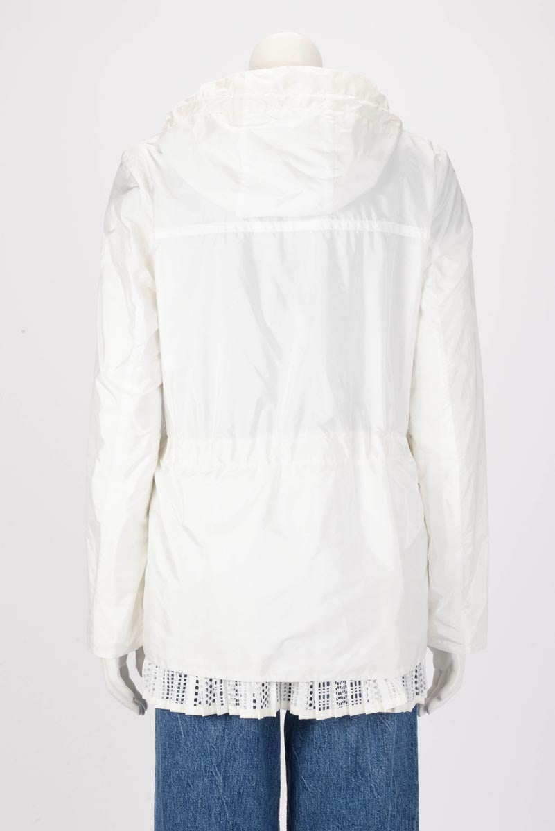 Moncler White Baaba Lace Trim Parka Jacket XL