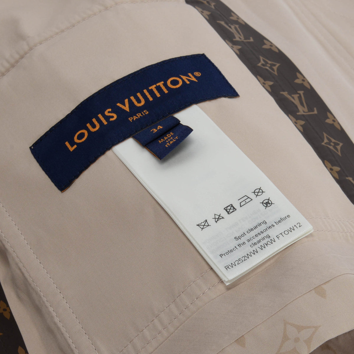 Louis Vuitton Beige Monogram Cotton Windbreaker Jacket FR 34