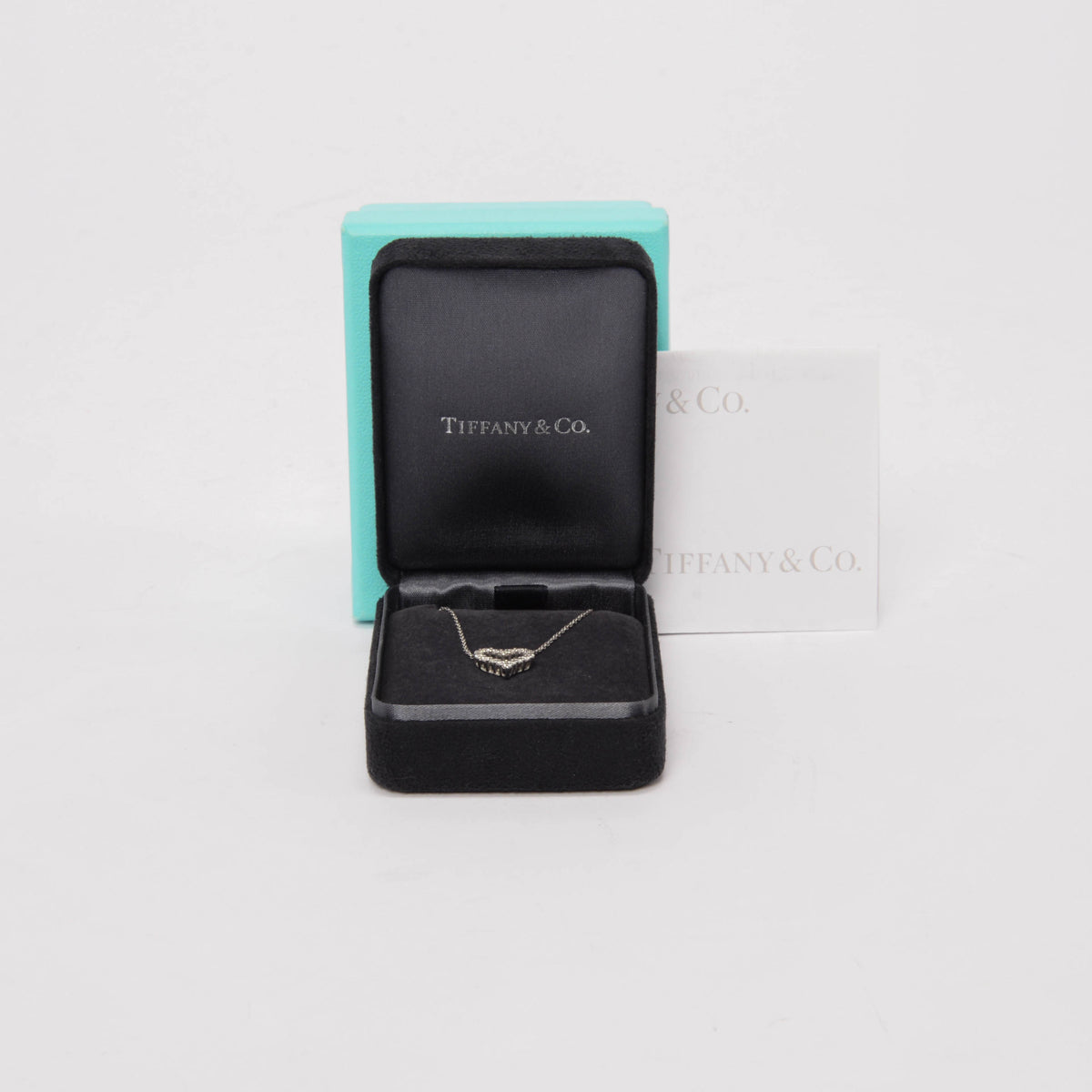 Tiffany & Co 18k White Gold Mini Diamond Heart Pendant