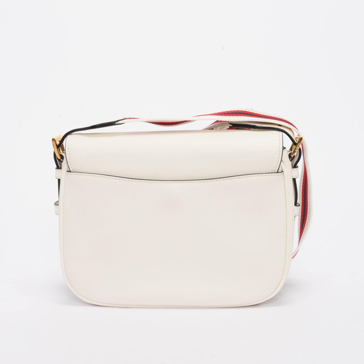 Prada Bianco Saffiano Full Flap Cross Body Bag