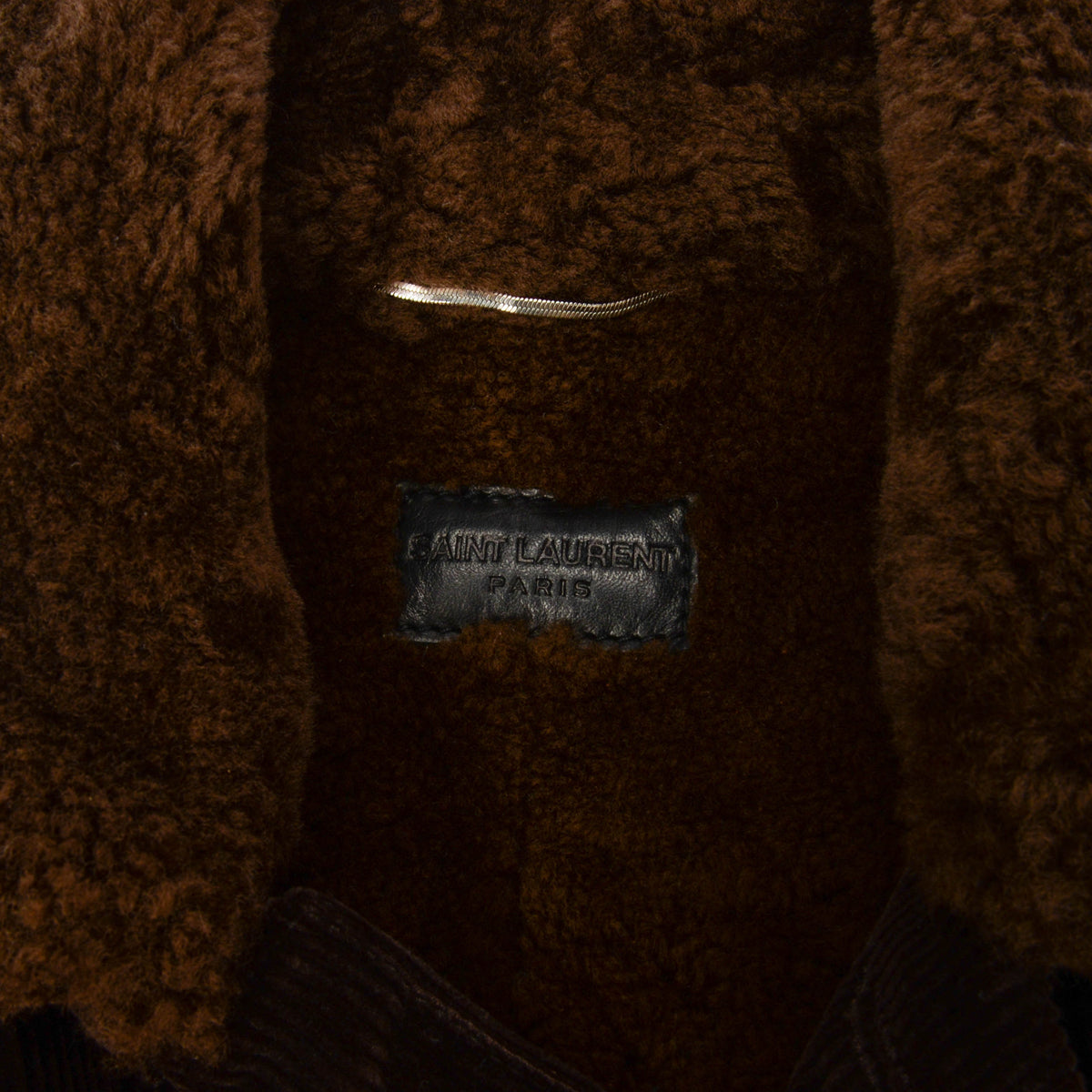 Saint Laurent Brown Denim & Shearling Collar Corduroy Jacket S