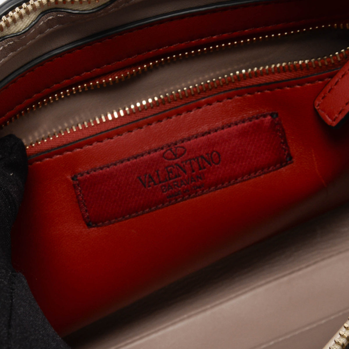 Valentino Champagne Laminated Nappa Rockstud Spike Clutch