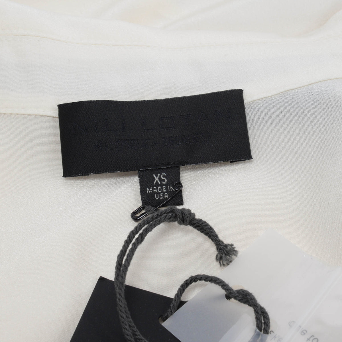 Nili Lotan Ivory & Black Silk Hanford Shirt XS