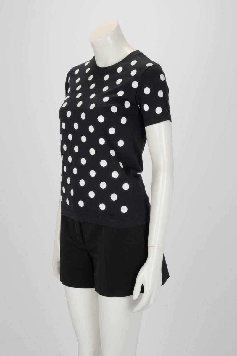 Prada Navy Polka Dot Sequin Top XS