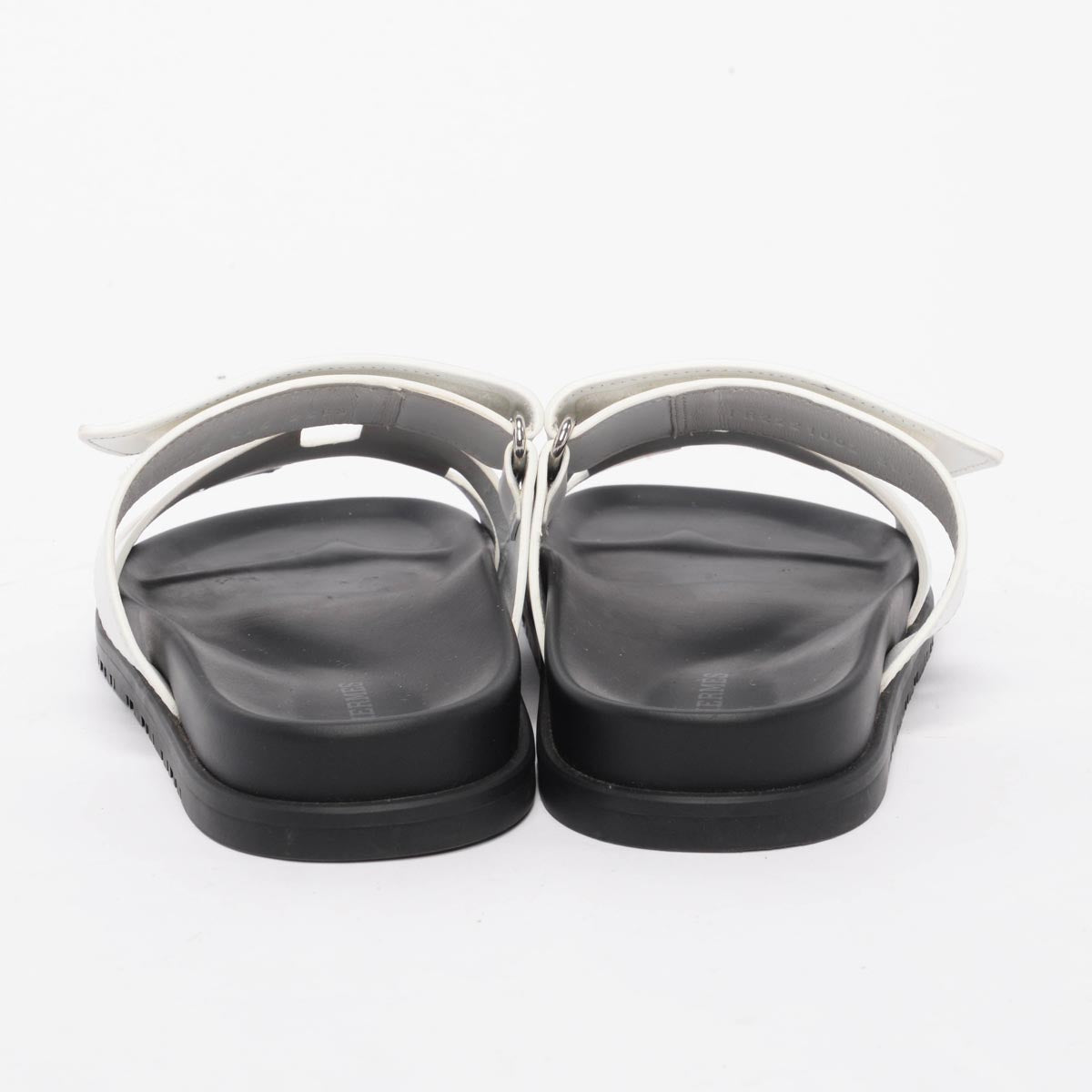 Hermes Black & White Calfskin Chypre Sandals 38.5