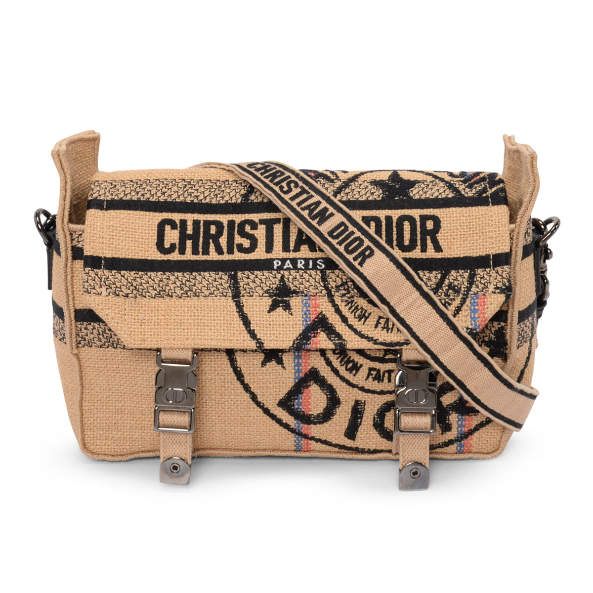 Dior Beige Jute Canvas DiorCamp Messenger Bag