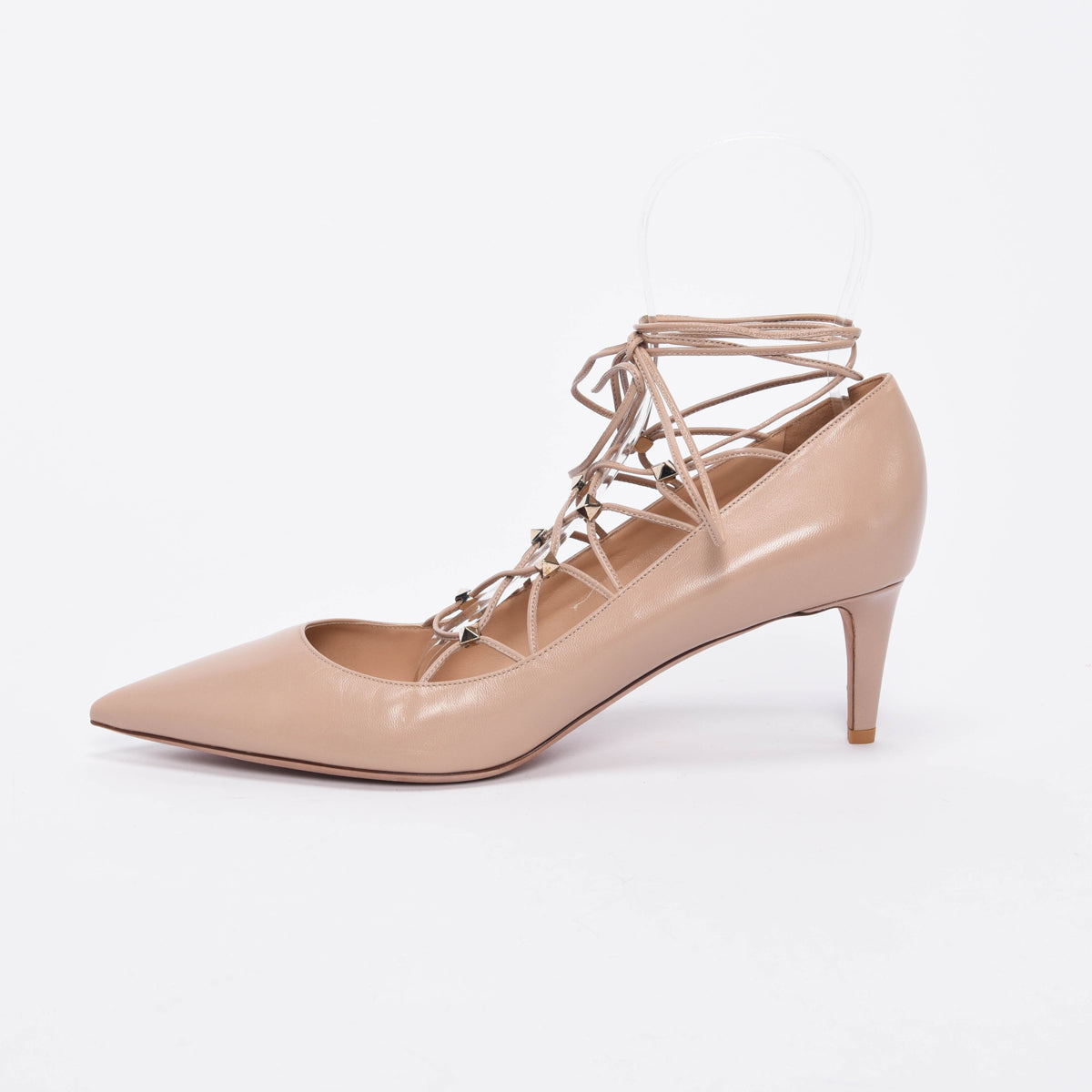 Valentino Poudre Calfskin Lace Up Pumps 42