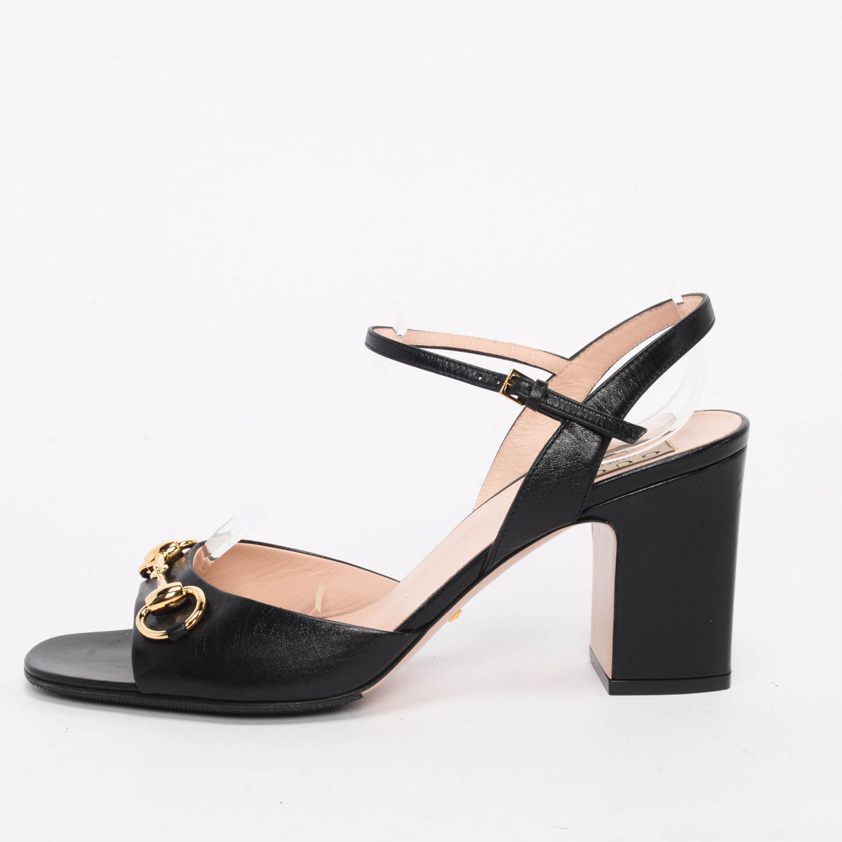 Gucci Black Calfskin Horsebit Sandals 39.5