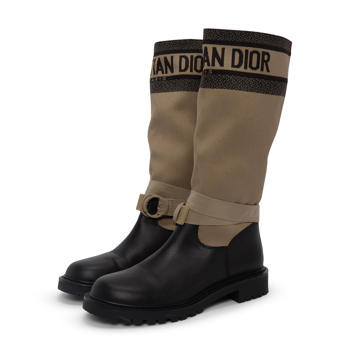 Dior Taupe Technical Fabric & Calfskin D-Major Boots