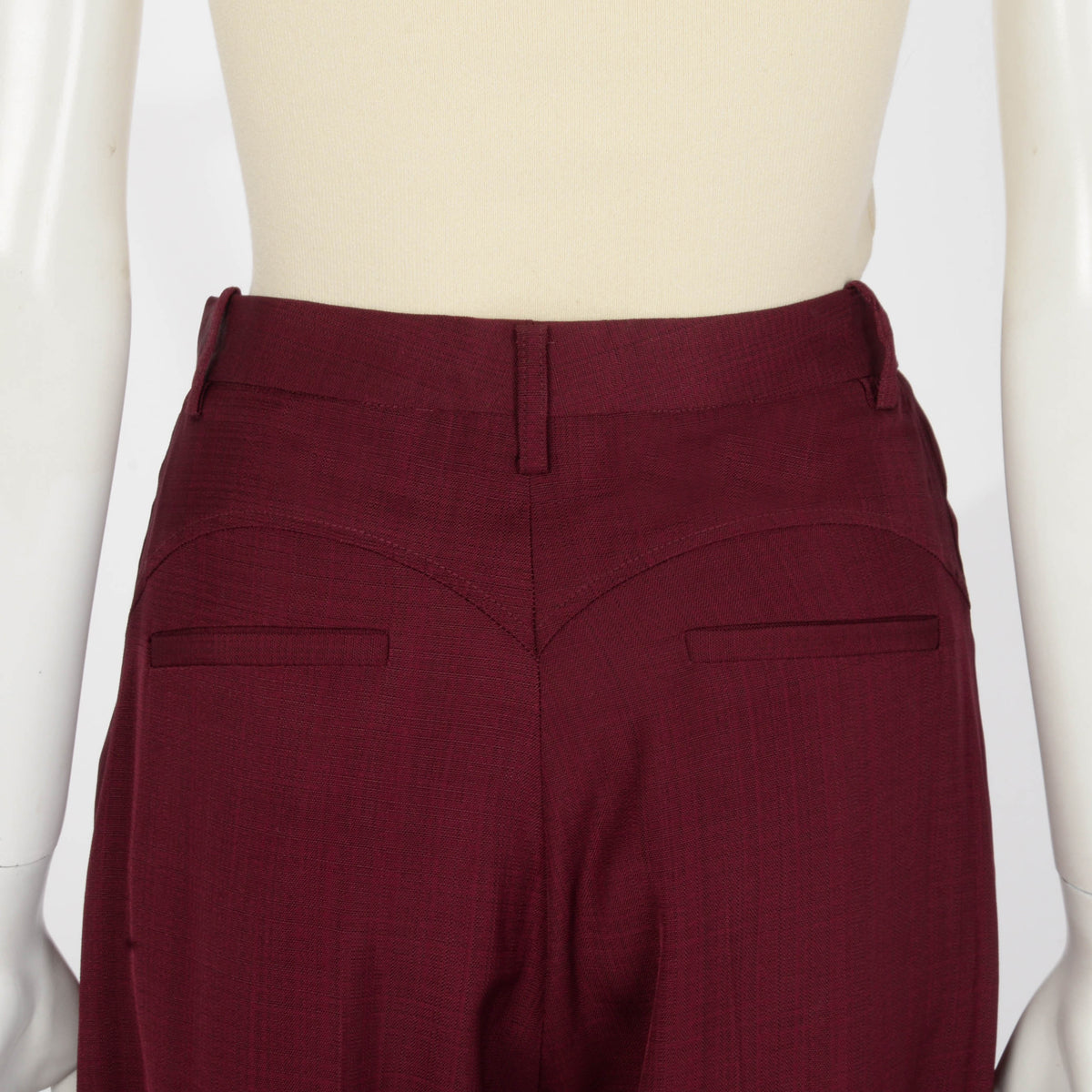 Victoria Beckham Burgundy Crepe Wide Leg Pants UK 8