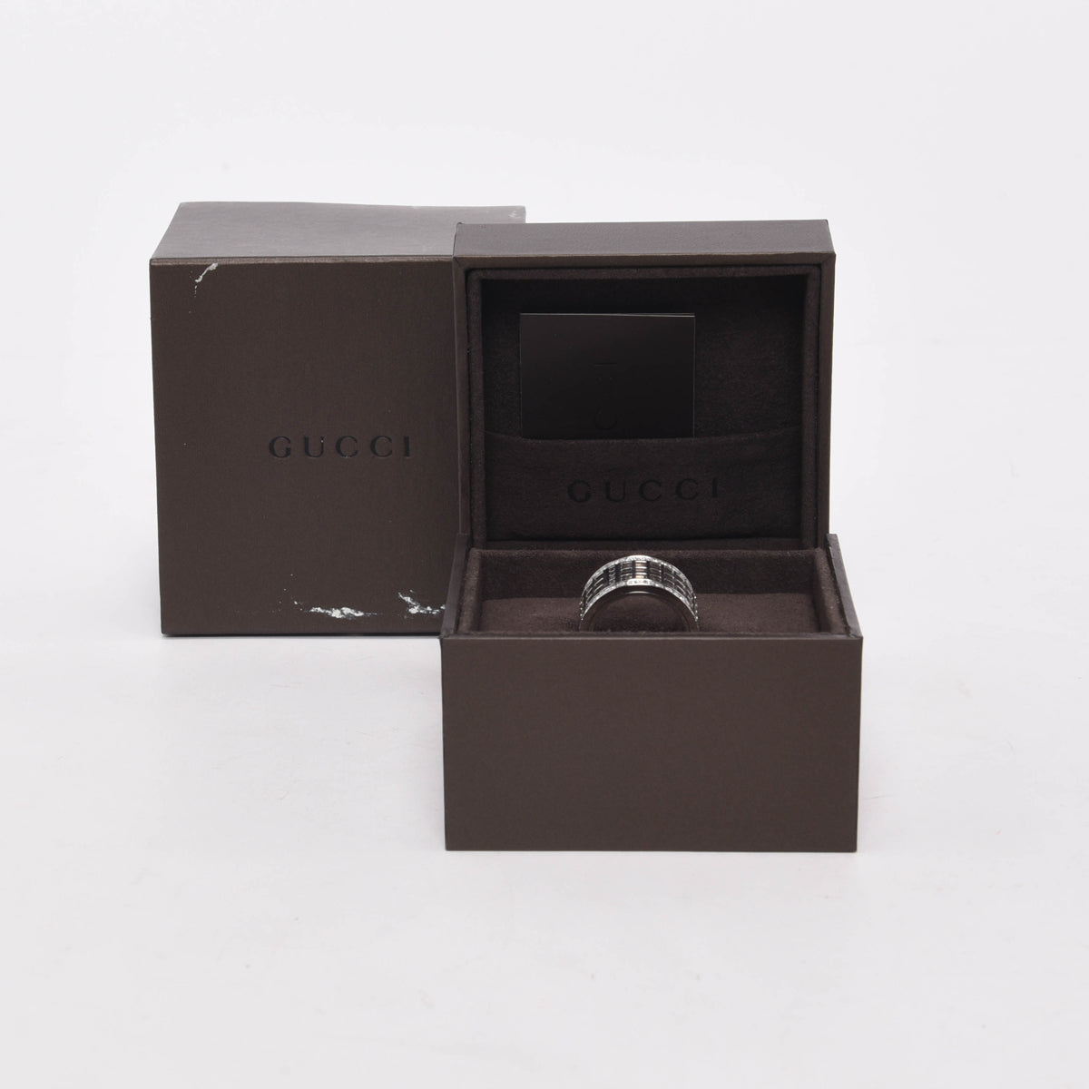 Gucci 18k White Gold & Diamond Spinning Band Ring