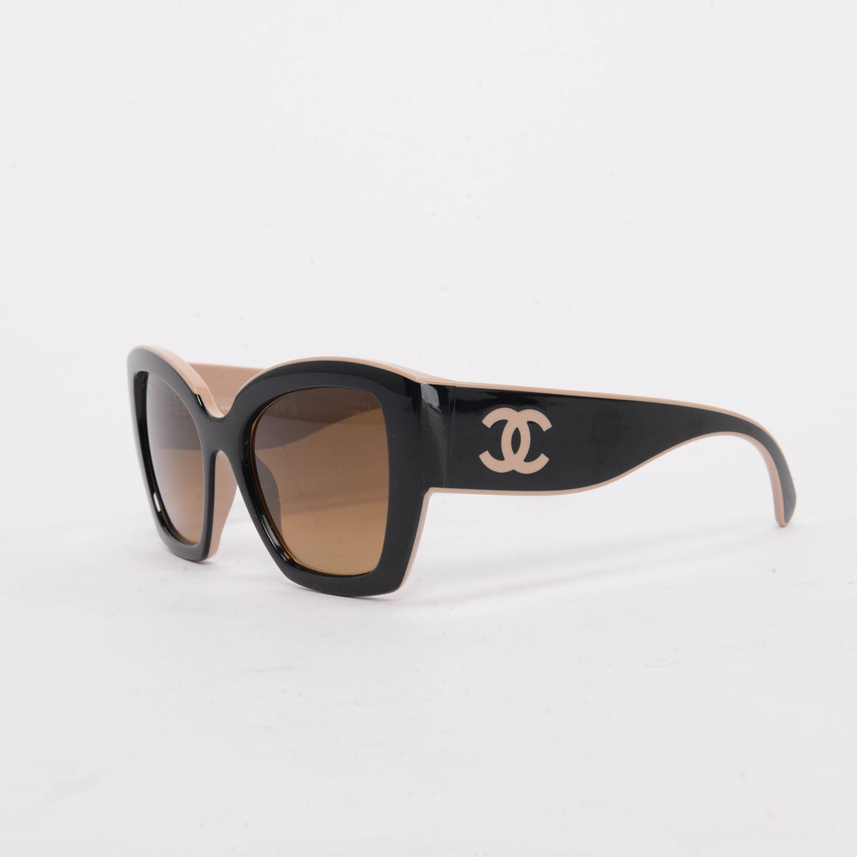 Chanel Black & Beige Acetate Butterfly Sunglasses