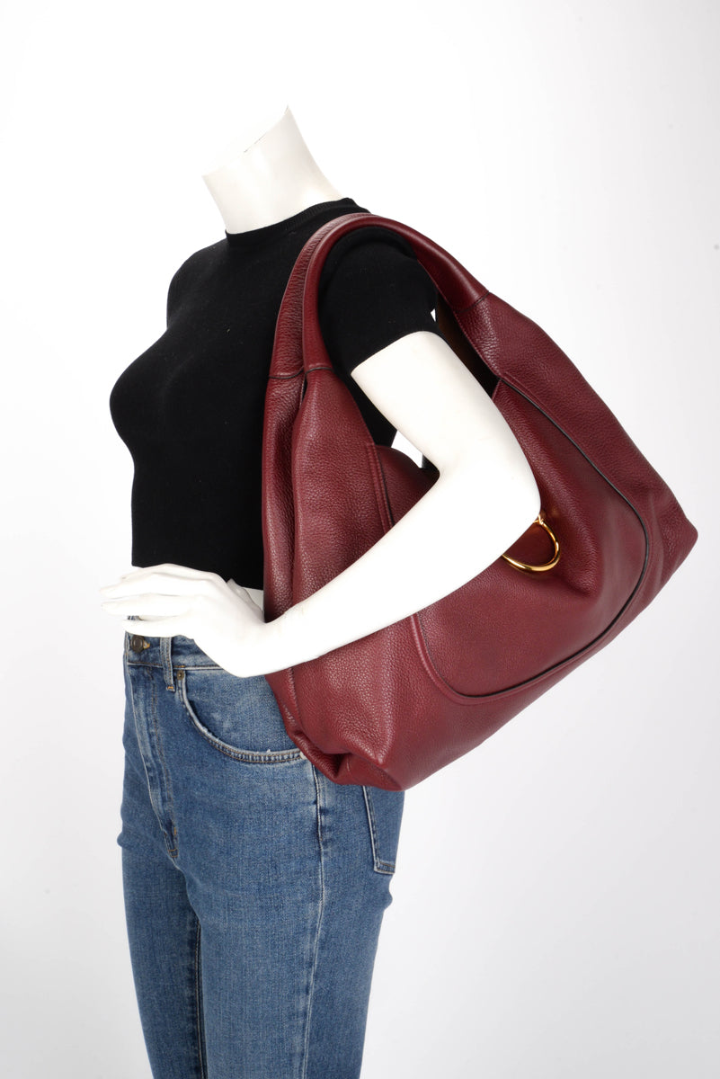 Gucci Rosso Ancora Grained Calfskin Softbit Maxi Shoulder Bag