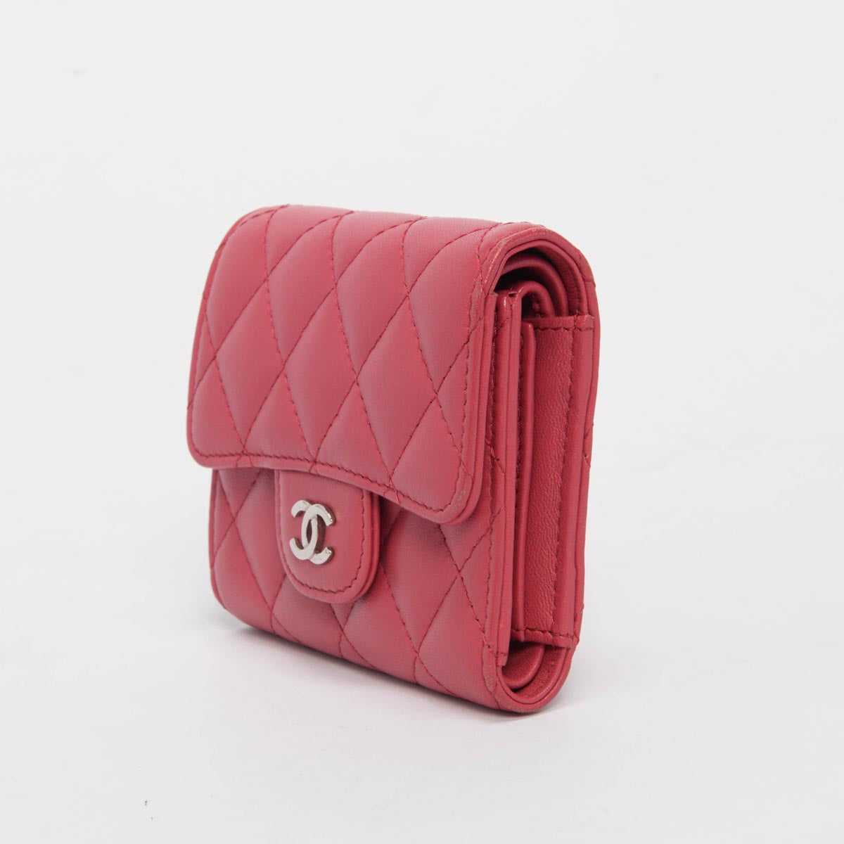 Chanel Pink Quilted Lambskin Compact Wallet