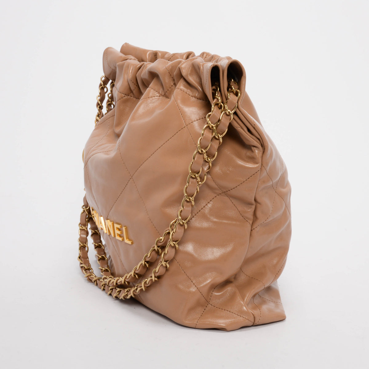 Chanel Camel Shiny Calfskin Small 22 Bag