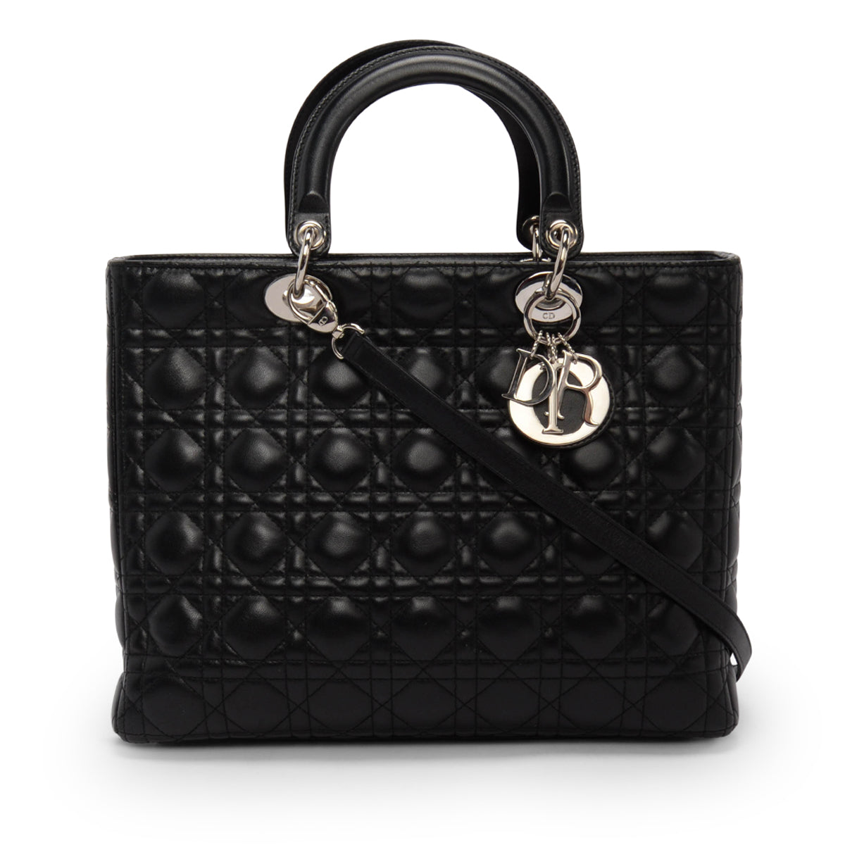 Dior Black Cannage Lambskin Large Lady Dior Tote