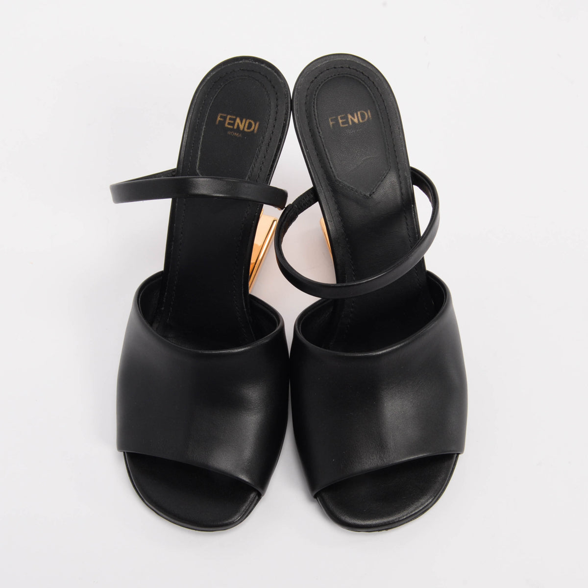 Fendi Black Lambskin Fendi First Mules 36