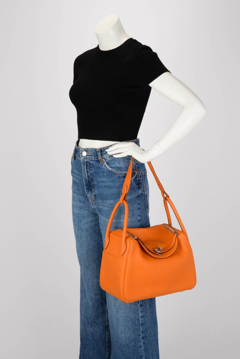 Hermes Apricot Clemence Lindy 30