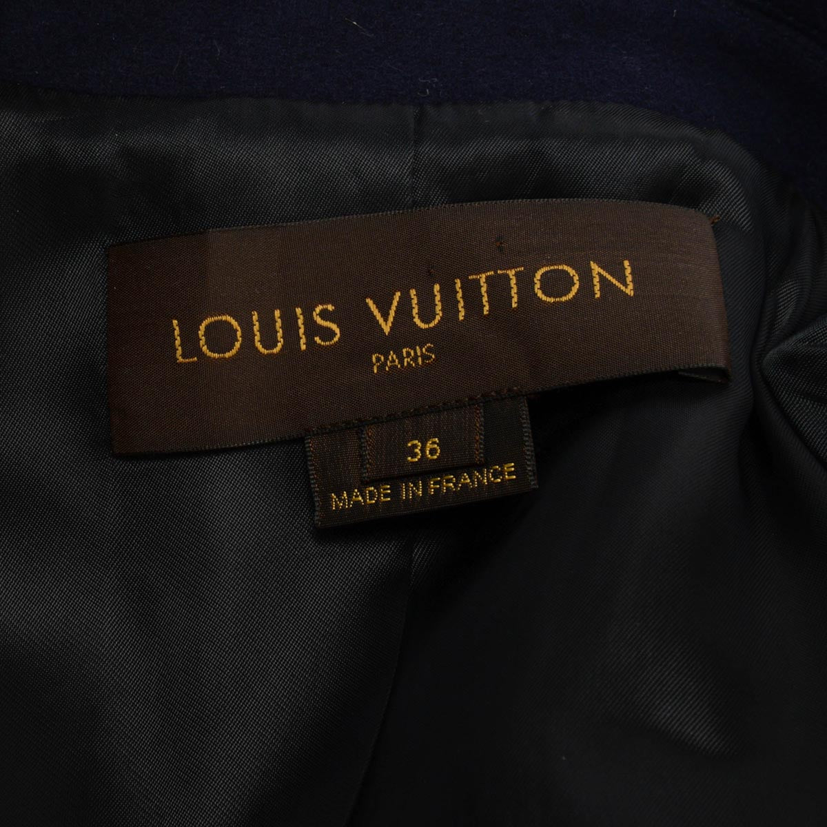 Louis Vuitton Navy Wool Lambskin Detail Zipped Coat FR 36