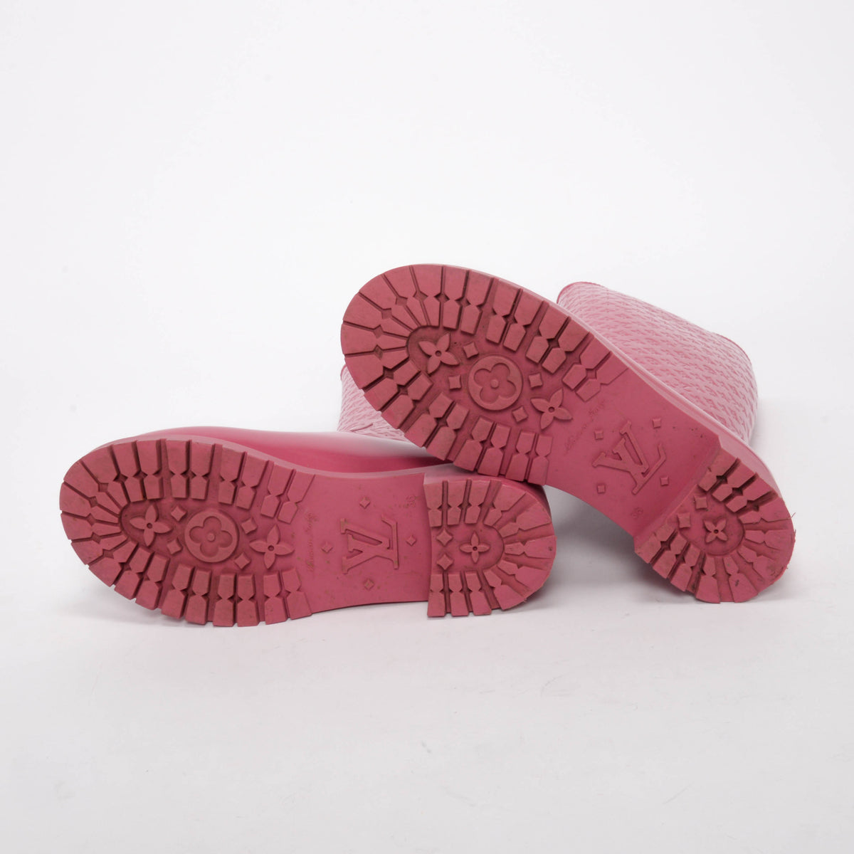 Louis Vuitton Pink Rubber Monogram Splash Rain Boots 36