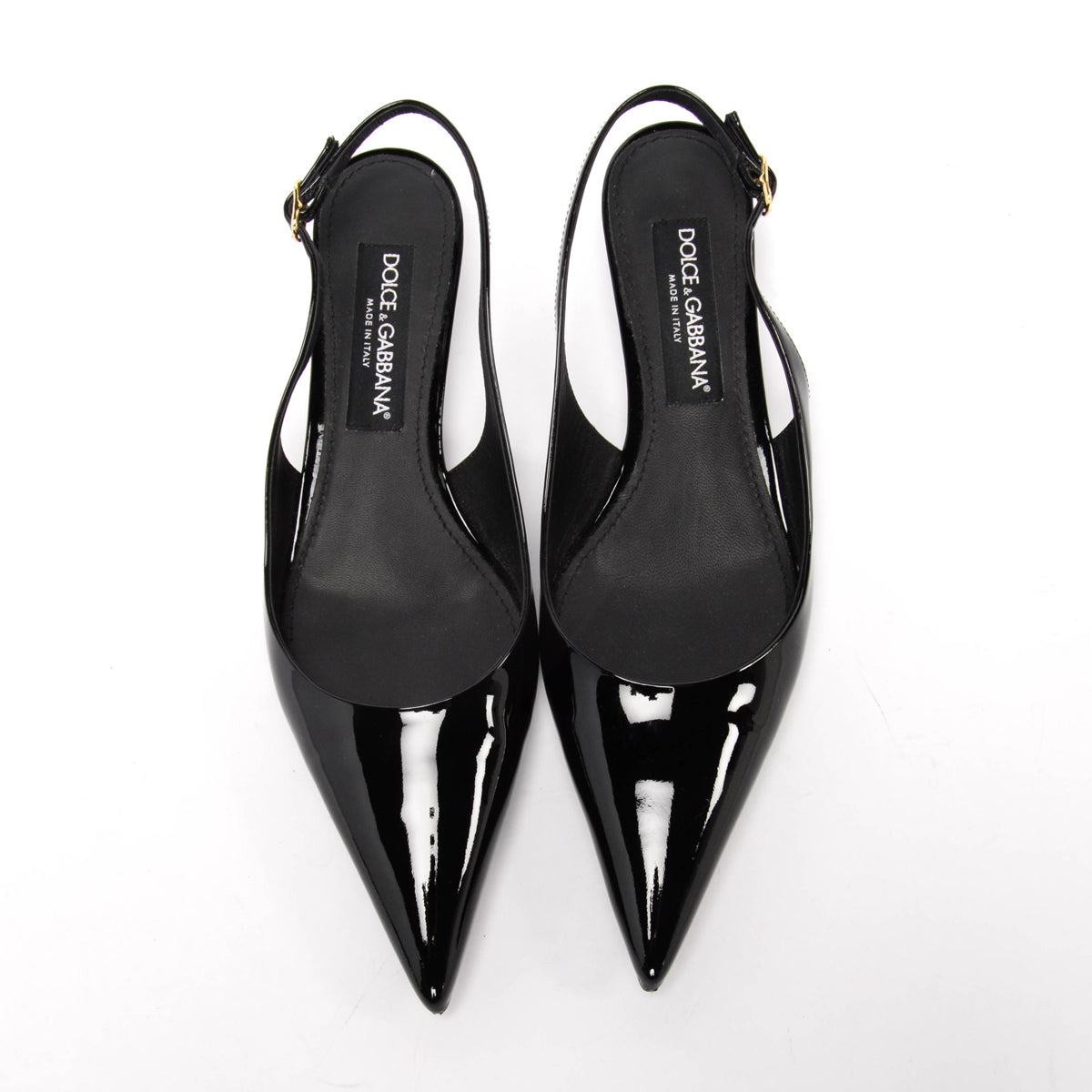 Dolce & Gabbana Black Patent DG Heel Slingback Pumps 39