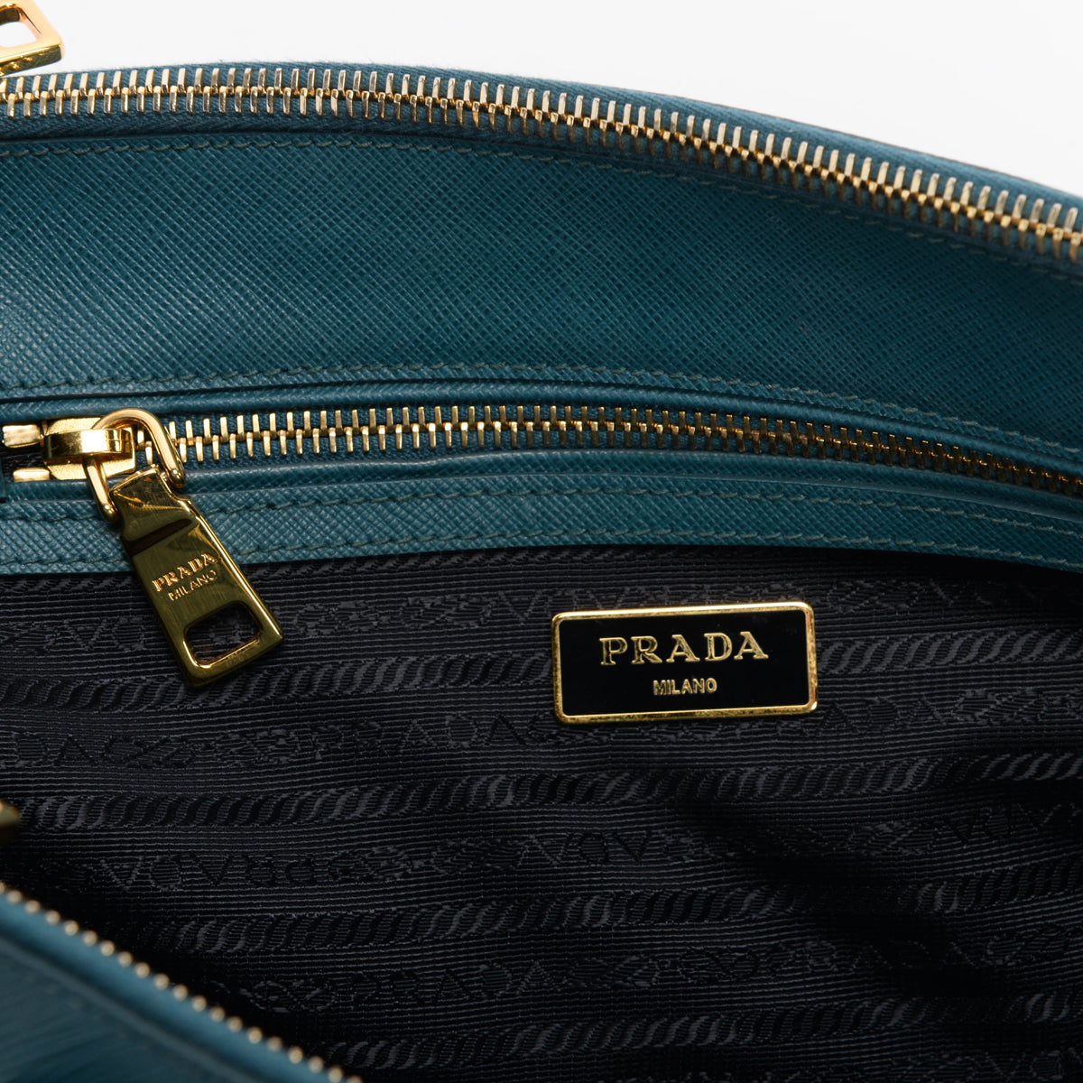 Prada Teal Saffiano Lux Small Galleria Tote